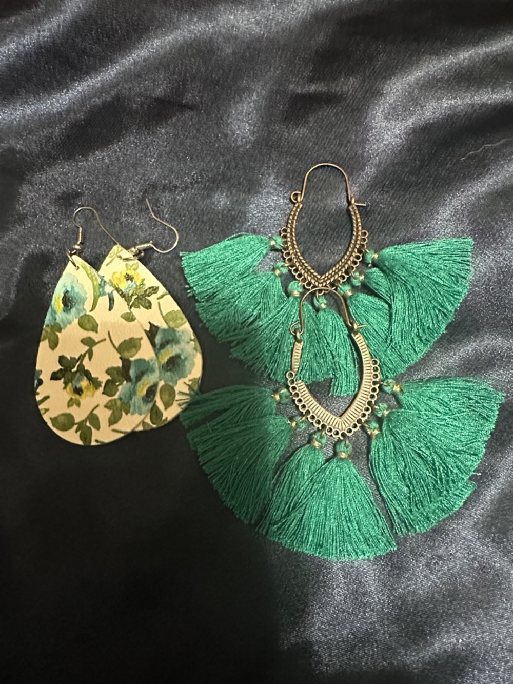 Green Tassel Fan Statement Earrings - Women Jewelry